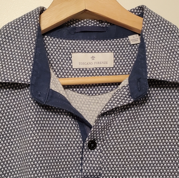 Geometric Cotton Polo Shirt US Small - Toscana Firenze - Picture 2 of 10